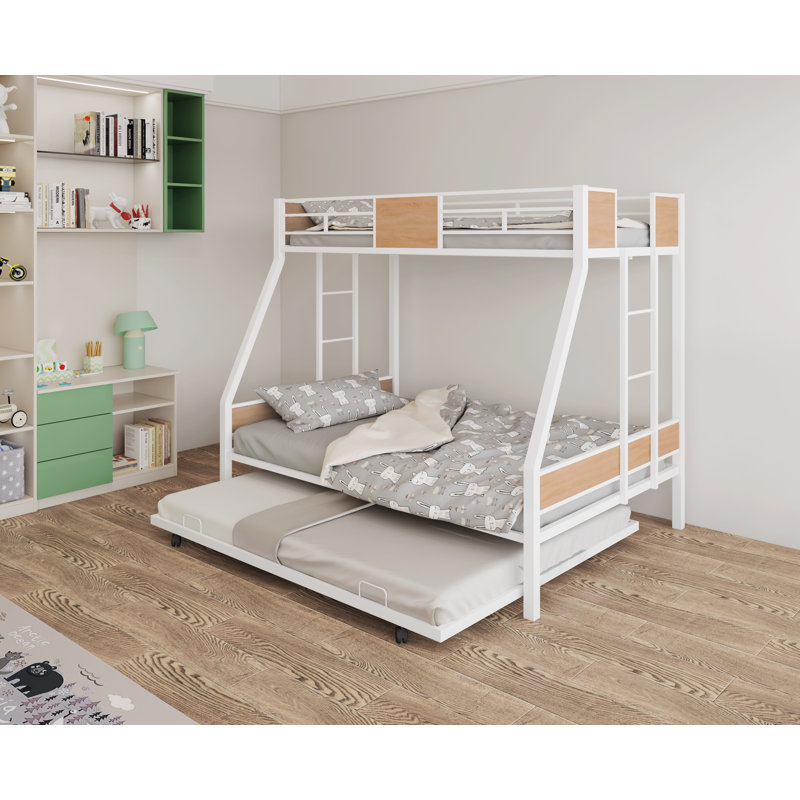 Lit superposé simple au-dessus d'un lit double avec gigogne Hubbard par Mason & Marbles