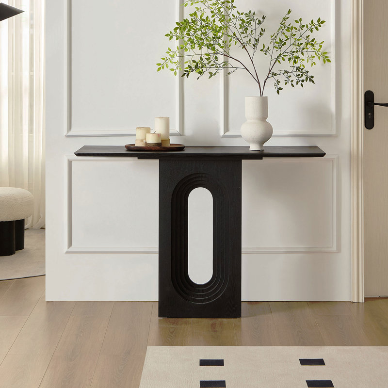Console étroite avec design bouclé unique, Noir, noir, noir, noir