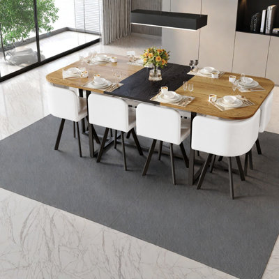 -piece Modern Dining Table Sets With Faux Leather Chairs, Wood & Metal Design For Family Kitchens