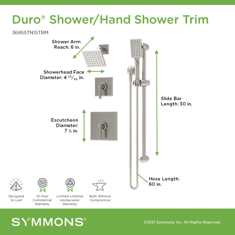 Duro HydroMersion Shower System with Hand Spray, Satin Nickel