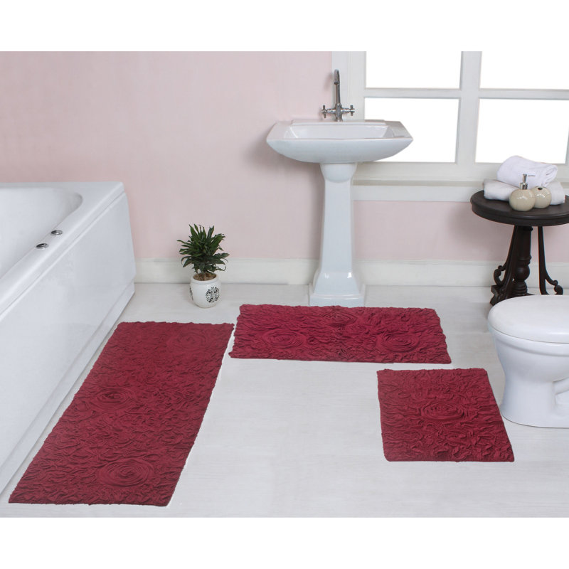 Pothier Bath Rug (Set of 3), Red