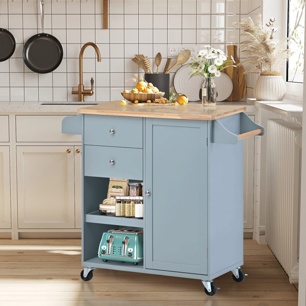 Winston Porter Solid Wood Kitchen Cart | Wayfair