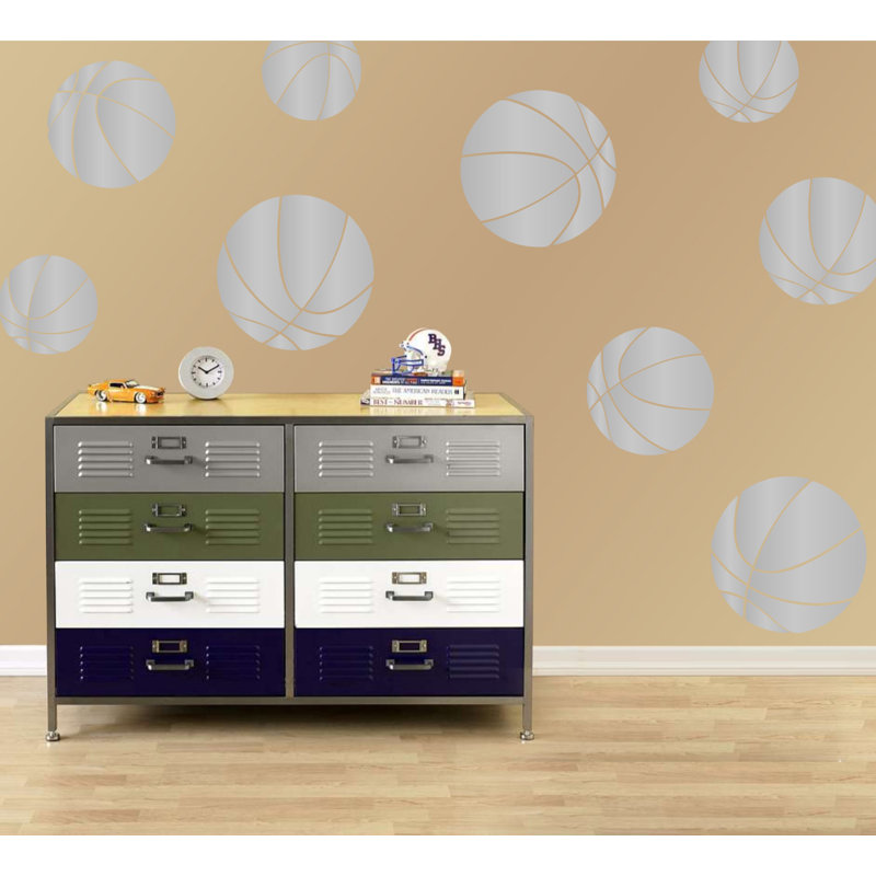 Décalcomanie murale baskets, H 30 po x l 30 po x P 0,01 po, Argent