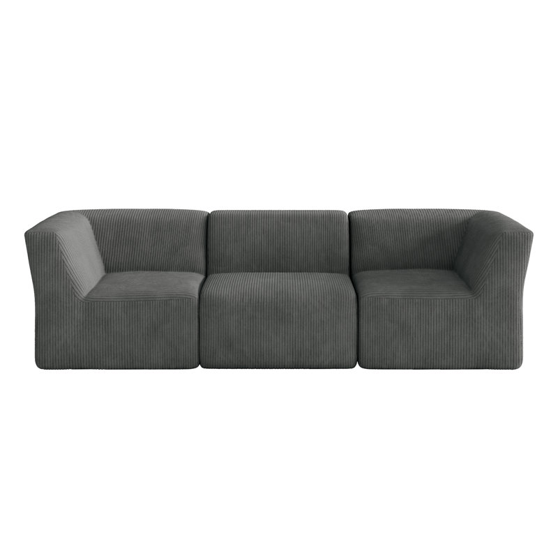 3 Seater Corduroy Seating Component, Grey Corduroy