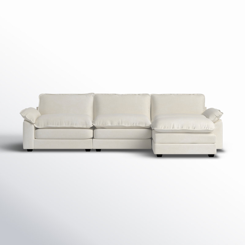 Canapé et canapé avec repose-pieds Avrilynn, Chenille beige, 120"W x 32.3"D x 33.5"H (3-Seat)