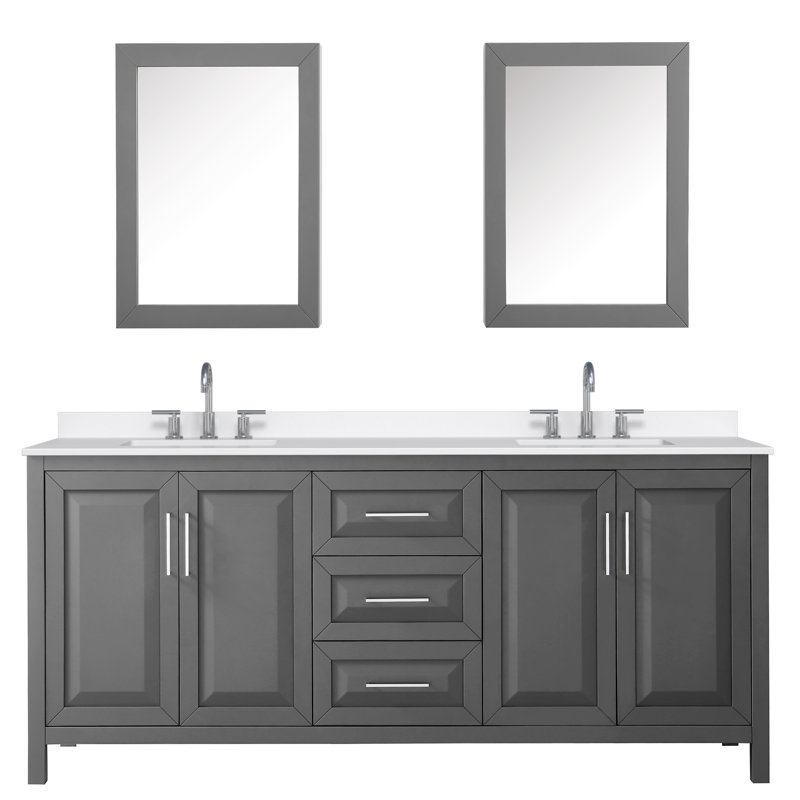 Daria 80'' W Vanity, Gray, Polished Chrome, Giotto Quartz