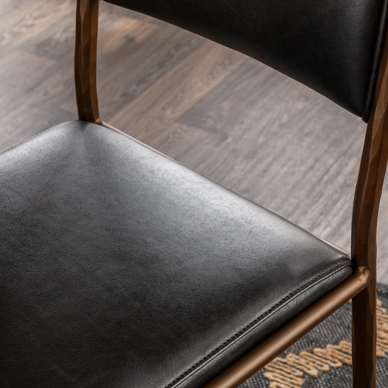 Kayne Leather Counter Stool, Black, Bronze
