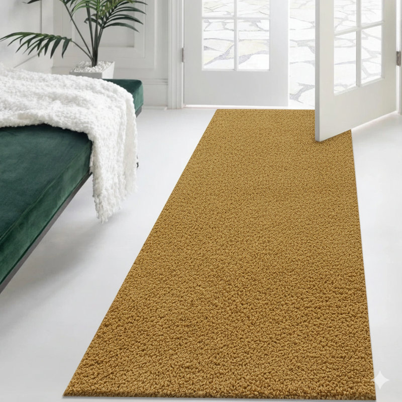 Verona Thick Ochre Shaggy Area Rug – Soft Pile, Non-Slip, Durable Polypropylene Carpet for Living Room, Bedroom & Hallway