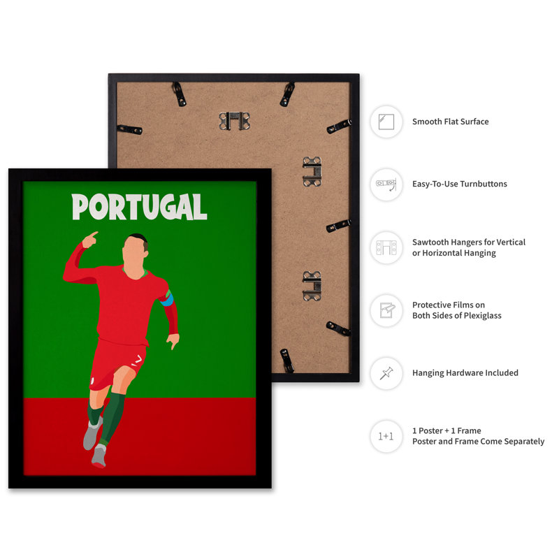 Portugal, soccer, Black Framed, Poster, 18"H x 24"W