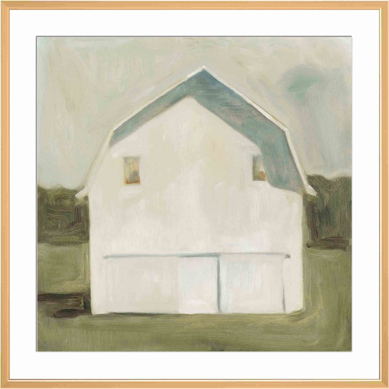 «Serene Barn VI» par Emma Scarvey - peinture encadrée, H 24,09 po x l 24,09 po x P 1,1 po, Or antique