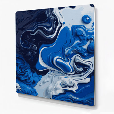 Art abstrait abstrait en métal bleu 6