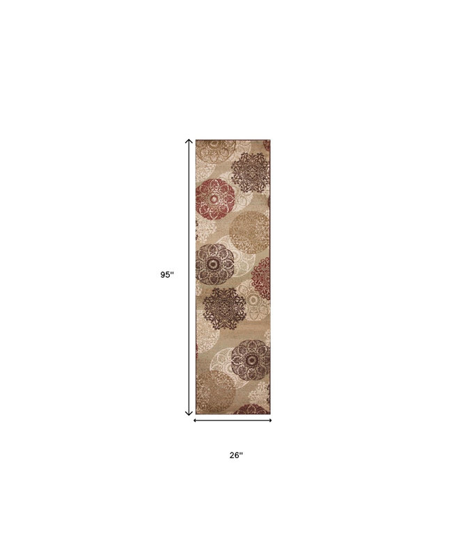 2' X 8' Sand Polypropylene Runner Rug