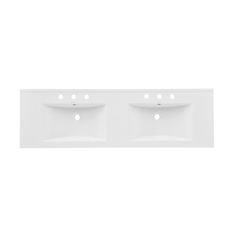 Lavabo de salle de bain 60 po avec 3 trous Swiss Madison, Blanc lustré, 3 trous