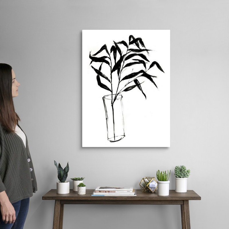 «Sumi-E Bamboo I», art mural sur toile, Toile tendue, H 32 po x l 24 po x P 1,25 po