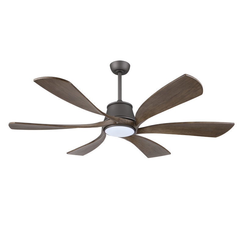 Ventilateur de plafond Hydle 60, Gris mat avec pales en bois gris