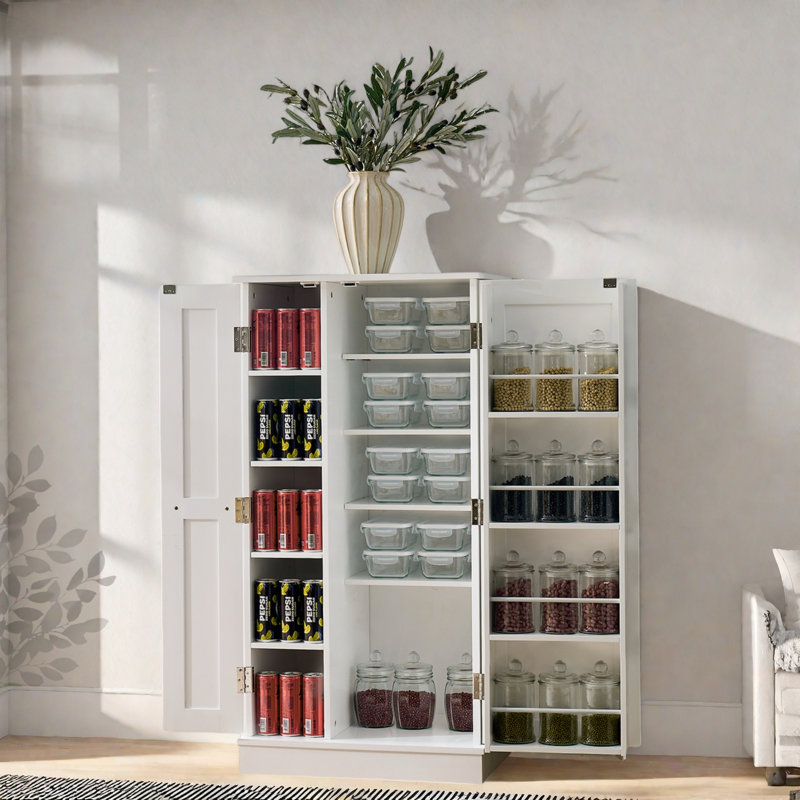 Garde-manger avec portes, grand rangement et tablettes réglables