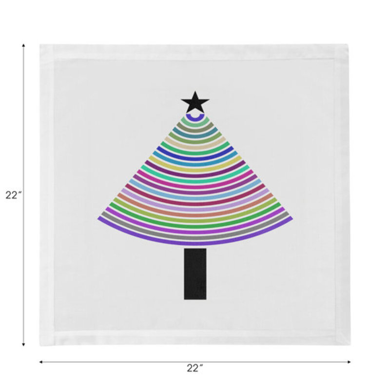 Christmas Tree Brights Hemstitch 22" Linen/Cotton Napkin