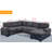 Aine 118" Wide Fabric Sectional Sleeper Sofa (Pull-Out Bed) With Storage Chaise-1239264955