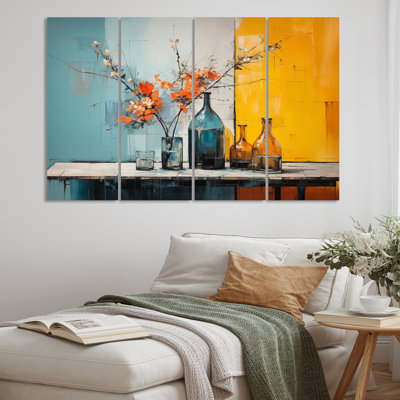 Ensemble de 4 impressions sur toile Mid-Century