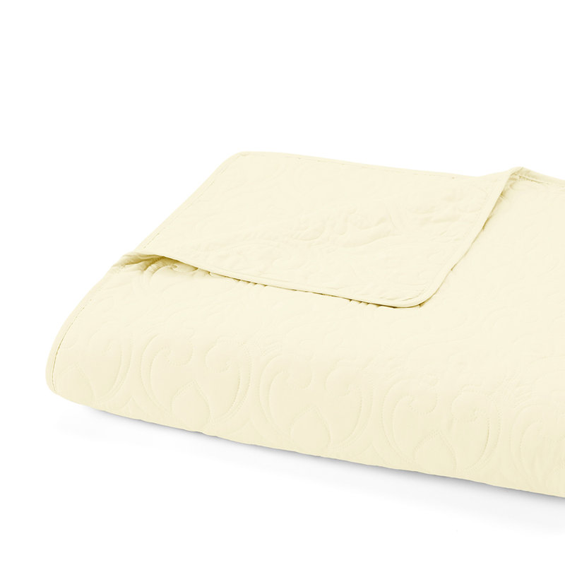 Quilt Coverlet Set All Season Microfiber Contemporary Ultra Soft Bedding in Damask Stitch, Yellow