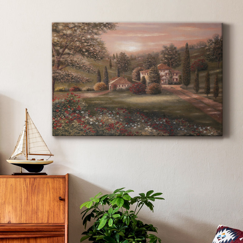 Evening / Tuscany II - Toile tendue avec châssis de qualité supérieure - prête à être accrochée, H 18 po x l 12 po x P 1 po
