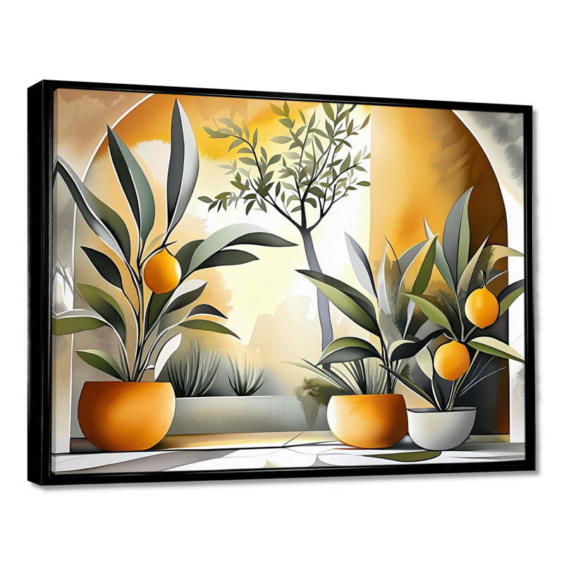 Citrons de la Méditerranée I - art mural encadré botanique sur cuisine, H 34 po x l 44 po, Cadre flottant noir