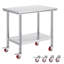 Table de travail en acier inoxydable 89 x 61 x 84 cm, capacité de charge de 136 kg, 4 roues, 3 hauteurs réglables, table de préparation alimentaire robuste pour cuisines professionnelles et restaurants, argent-62288015