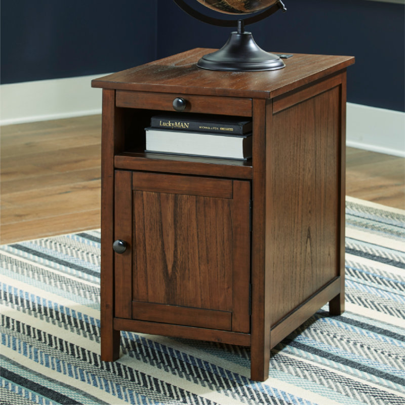 Dalson End Table and Built-In Outlets, Brown