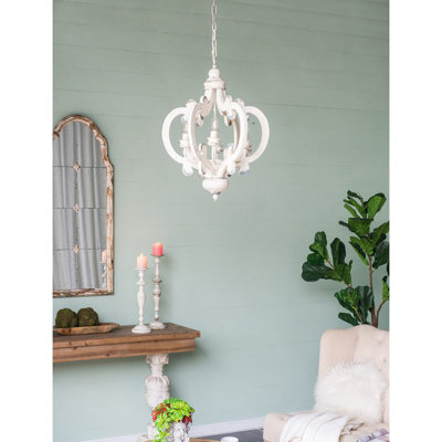 Lustre en bois French Country, luminaire suspendu de style campagnard 6 lumières avec chaîne réglable pour le vestibule du vestibule, ampoule non incluse