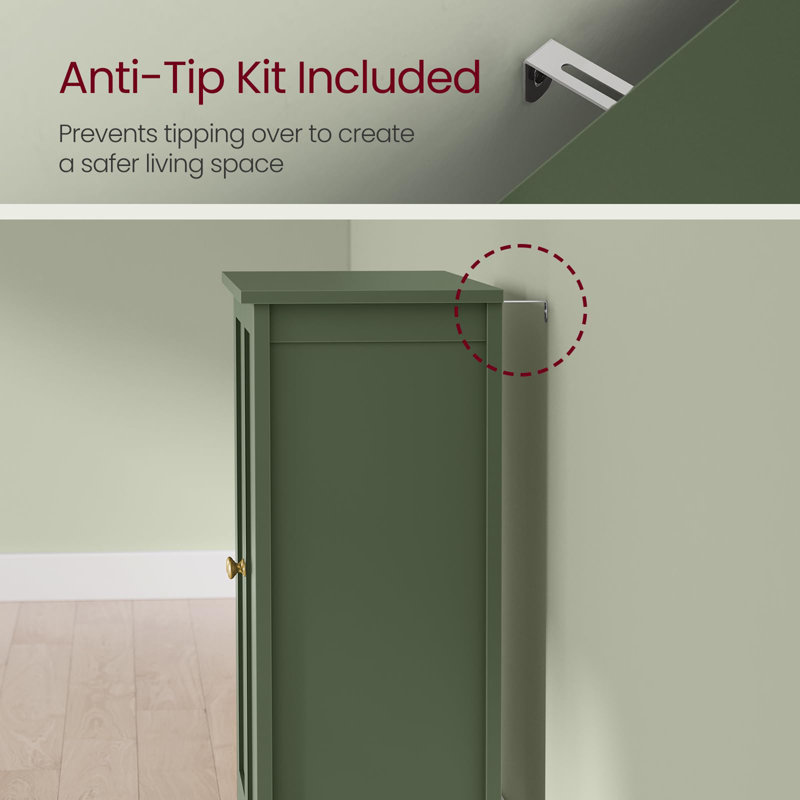 Bathroom Floor Storage Cabinet with 2 Adjustable Shelve, Forest Green