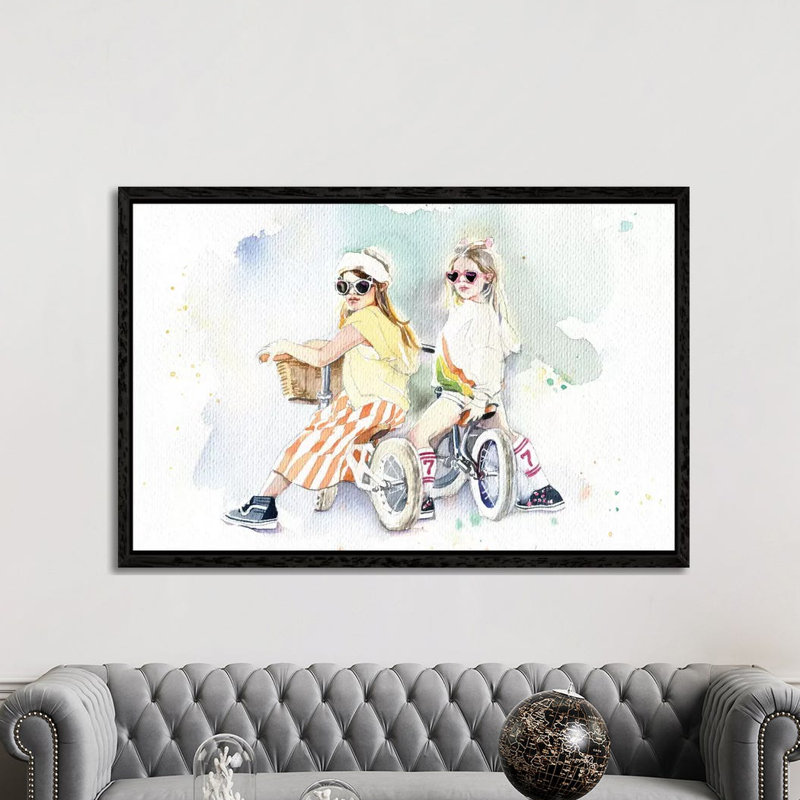 Girlfriends 1 Piece Painting on Canvas, 66.04cm H x 101.6cm W x 3.81cm D, Black Framed