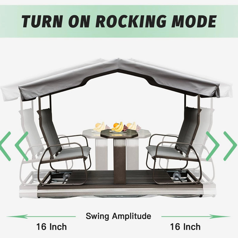 Fauteuil oscillant d'extérieur avec structure en aluminium et moustiquaire amovible - balancelle robuste pour 4 personnes