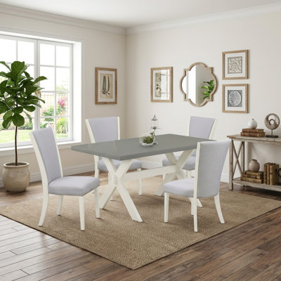 Ensemble de table de salle à manger 5 pièces avec chaises en X rembourrées