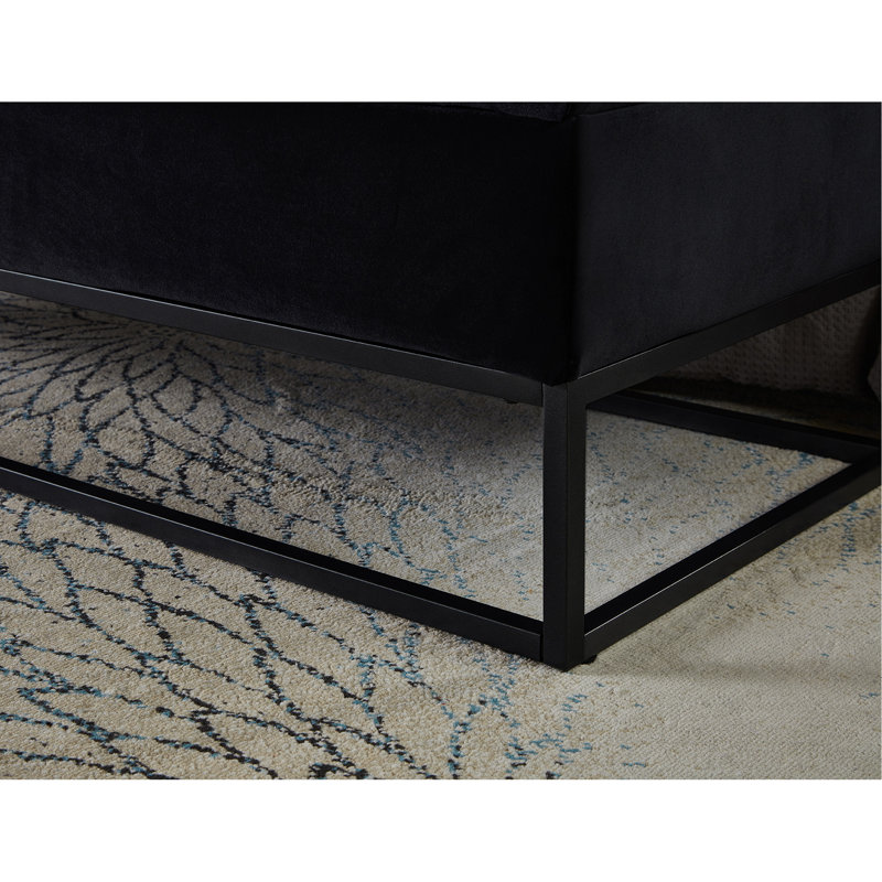 Banc de rangement rembourré en velours Margarete, Noir, noir, noir, noir