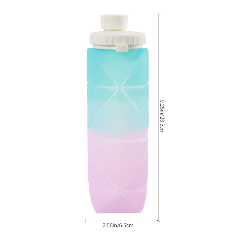 Patchwork 600ml Silicone Sports Water Bottle, Blue Purple