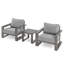 Ensemble de conversation d'extérieur en aluminium peint à la main 3 pièces avec coussins gris et table d'appoint Purescape-122875999