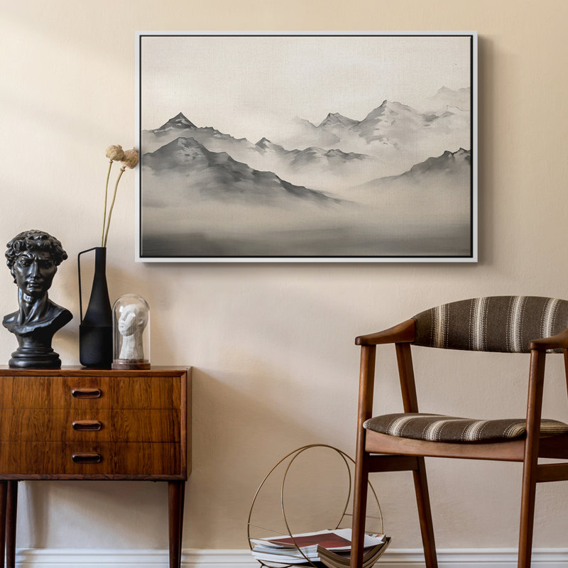 " Vintage Landscape -XVIII ", 17" H x 25" W, White Floater Framed Canvas