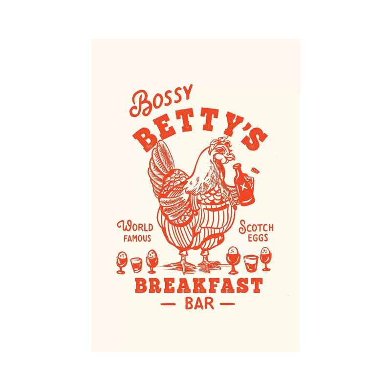«Bossy Betty Breakfast Bar», reproduction d'art textuel sur toile tendue, H 26 po x l 18 po x 1,5 po