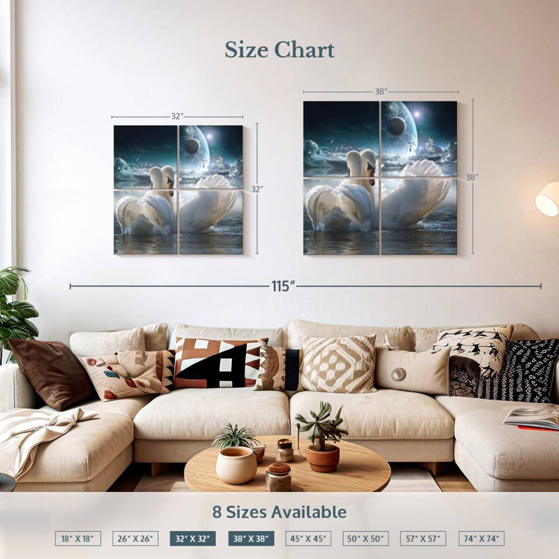 Brampt Celestial Swans, 38" H x 38" W