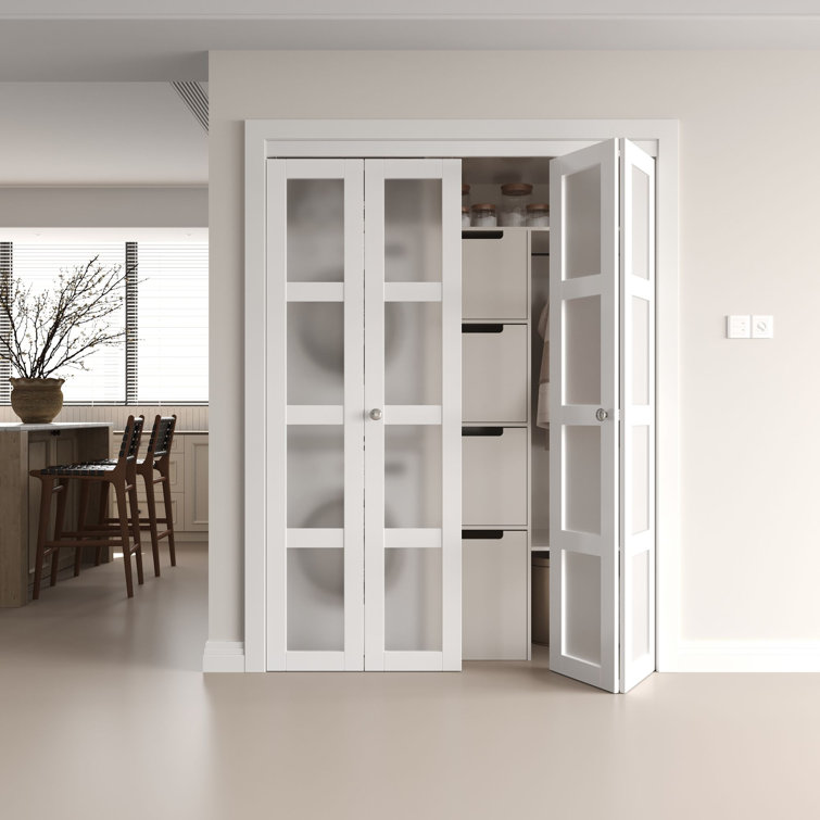 CALHOME 60 in. x 96 in. Hollow Core Natural Solid Wood Finished Interior Double Sliding Closet Doors, Natural Wood