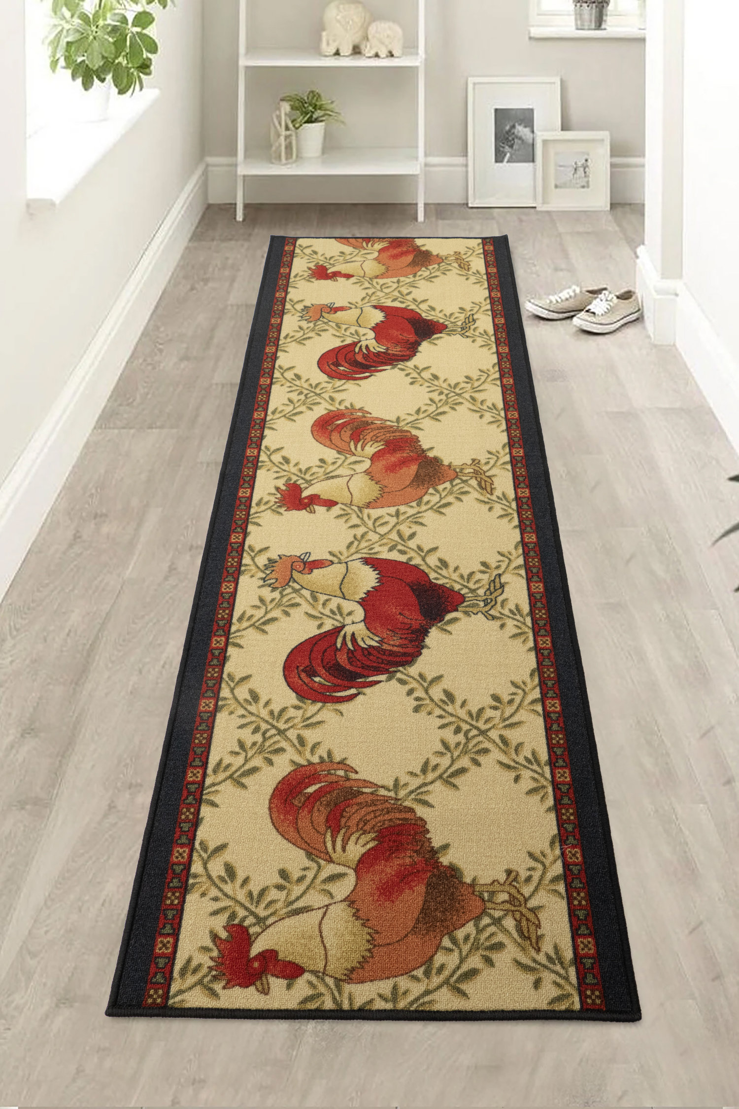 Purhome Rooster Beige Low Pile Slip Resistant Rugs & Reviews - Wayfair ...