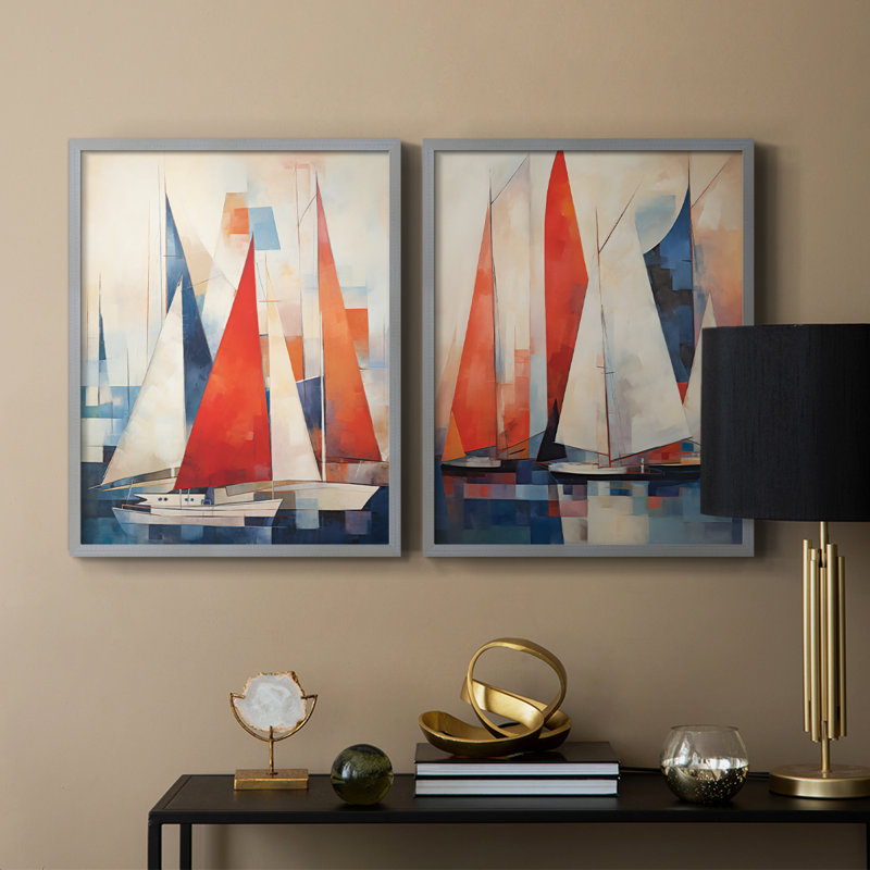 NAUTICAL Series CDVI - reproduction encadrée de qualité supérieure - prête à être accrochée - aucun clou requis - aucun clou requis