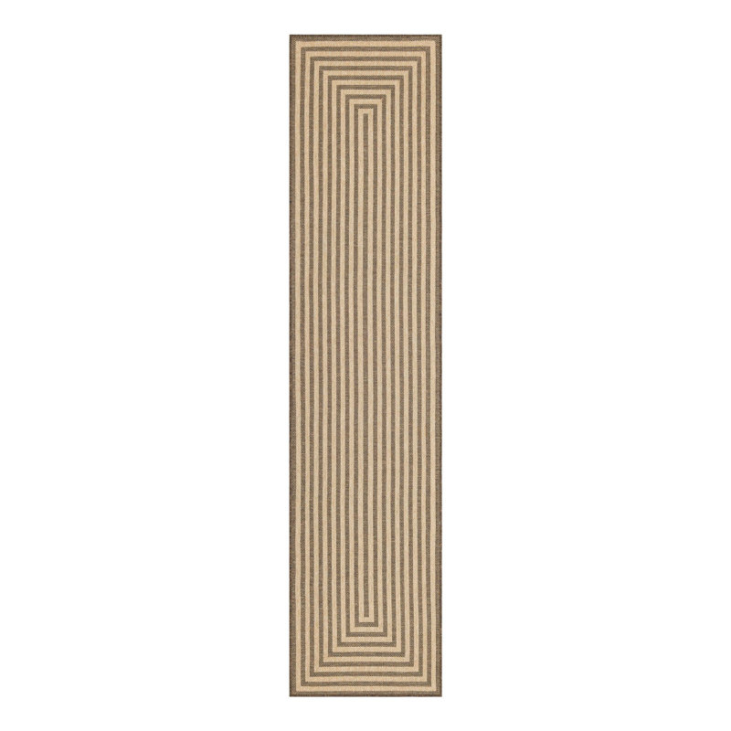 Havenhill Geometric Machine Woven Polypropylene Area Rug in Brown, Runner 2'9" x 12'