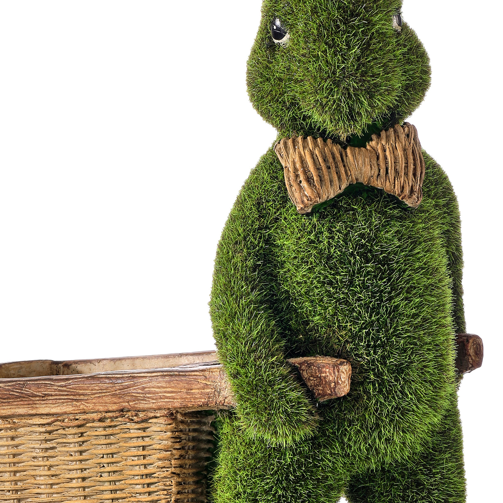Mossed Bunny with Cart Figurine
