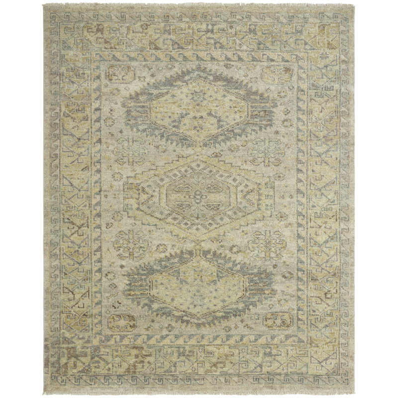 Amaris Sandstone Elegance Hand-Knotted Wool Area Rug, Rectangle 8' x 10'