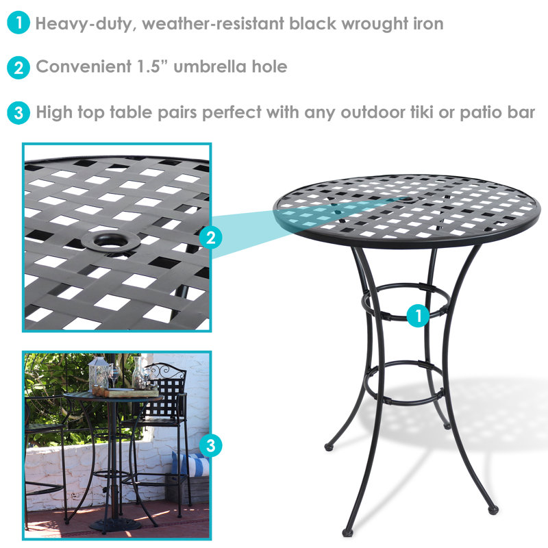 Mariapaula 30" Round Wrought Iron Patio Bar Table