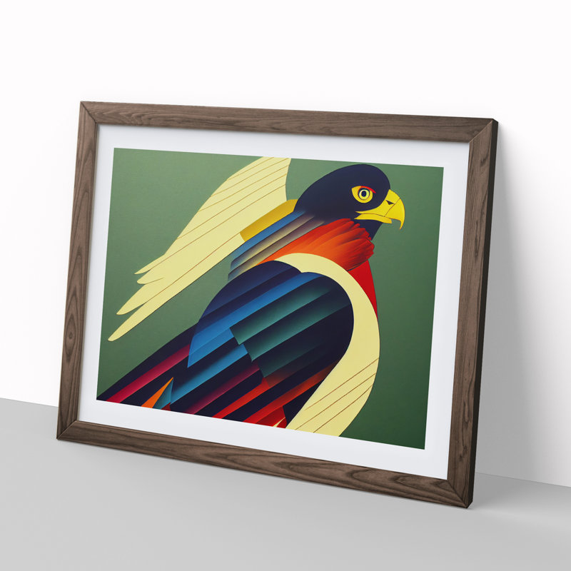 Abstract Eagle Bird Vol.1 - Framed Print, 46cm H x 64cm W x 2cm D, Walnut
