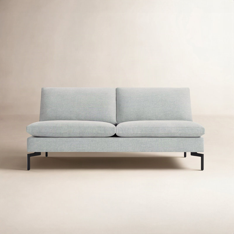 New Standard Upholstered 60'' Loveseat, Maharam Meld in Panda Polyester Blend, Black