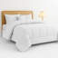 Ensemble d'édredon 5 pièces - Édredon en duvet synthétique toutes saisons avec taies décoratives et jupe de lit - Housse de couette matelassée avec pattes d'angle-110971800-110971798