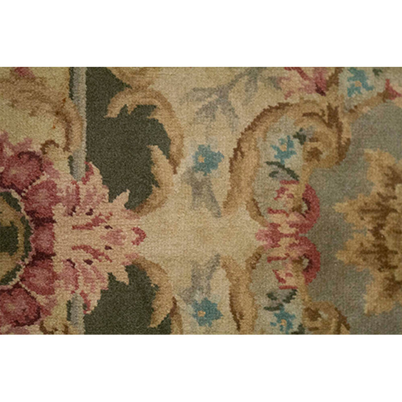 Tapis beige et vert olive de haute qualité noué à la main